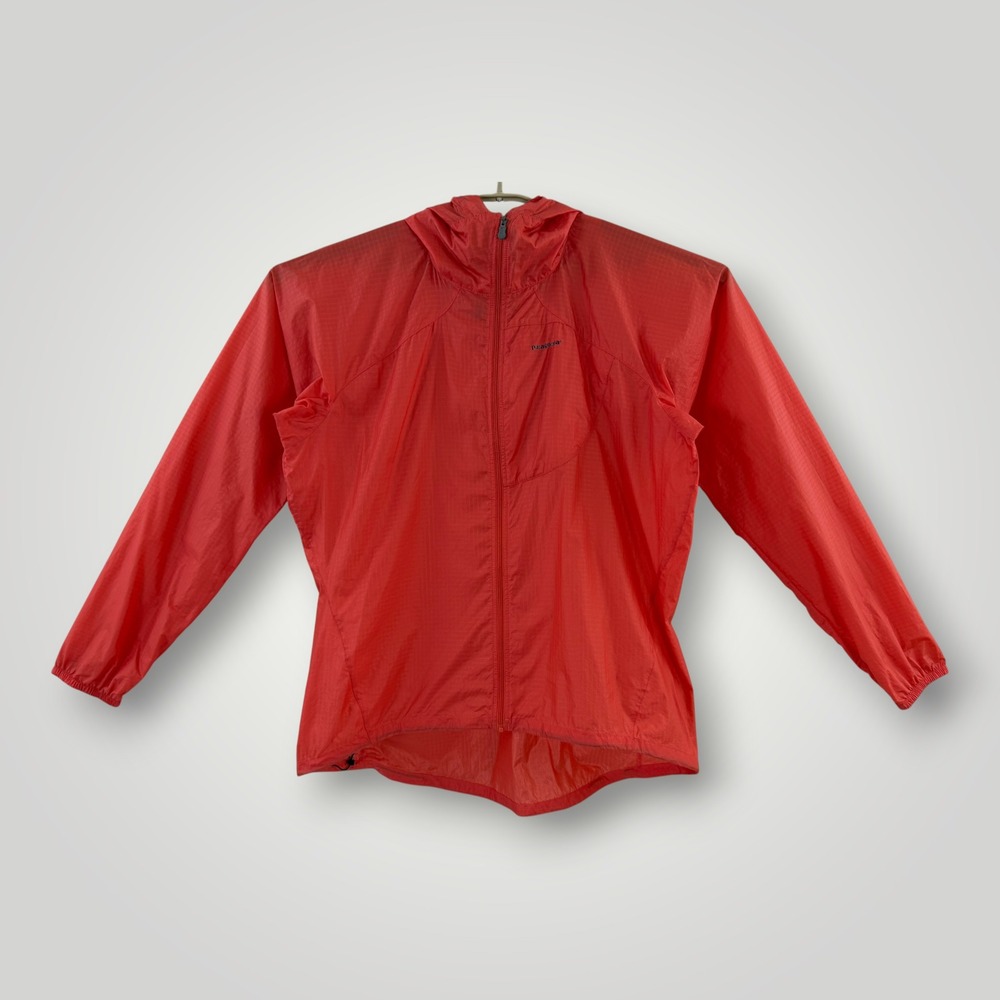 Patagonia Houdini Jacket Womens L Orange/Red Ripstop Nylon Windbreaker Full Zip